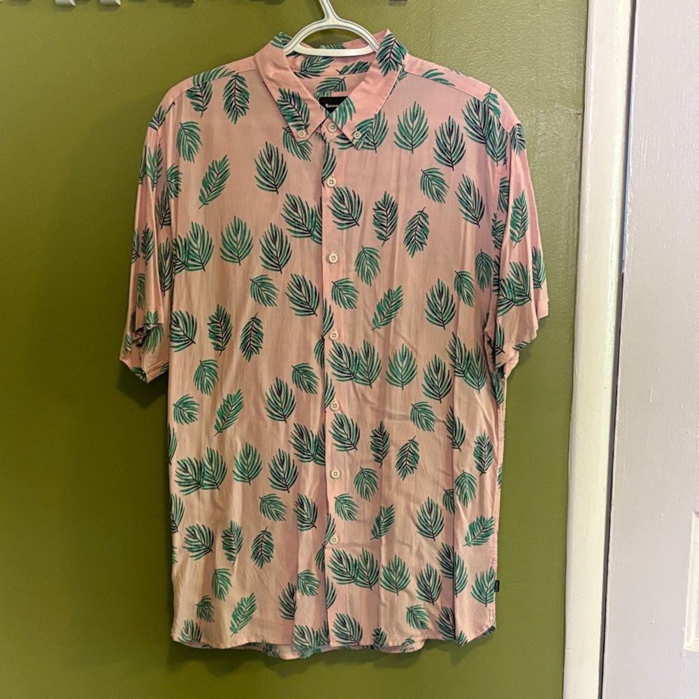 Barney Cools Pink and Green Leaf Print Shirt